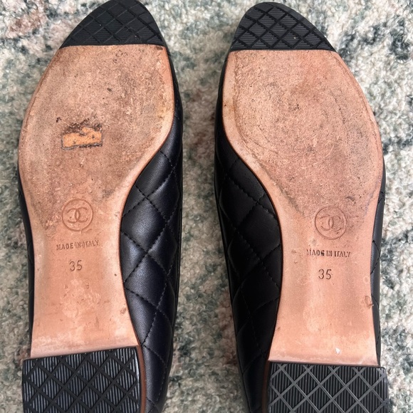 Chanel black quilted leather ballerina flats shoes - Picture 4 of 10